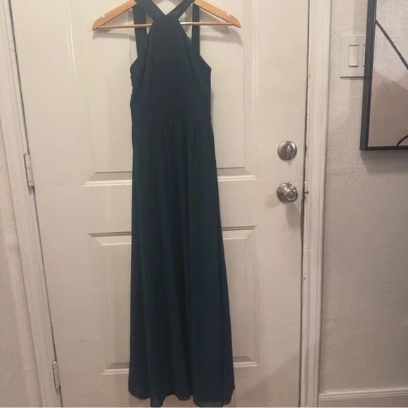 Lulu's Deep Green Halter Maxi Dress Wedding Guest Dress - Picture 5 of 5